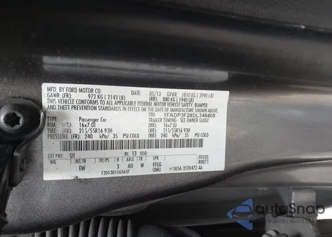 2013 Ford Focus Se z USA, uszkodzony, nr VIN 1FADP3F28DL348405